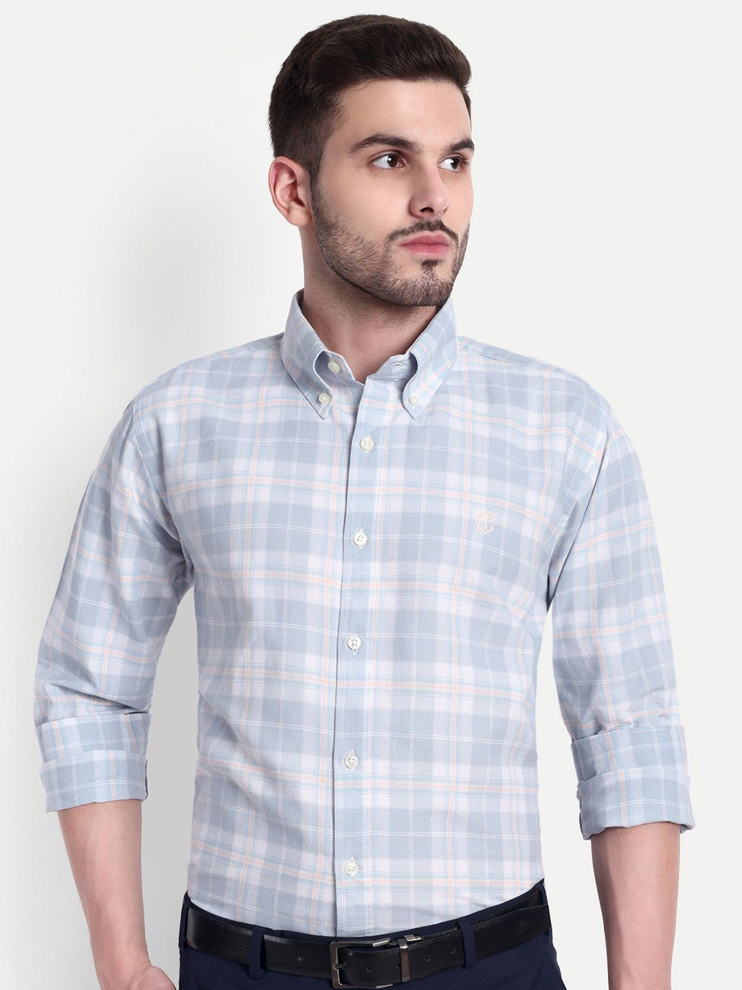The Collared Tartan Checked Printed Button-Down Collar Cotton Casual Shirt