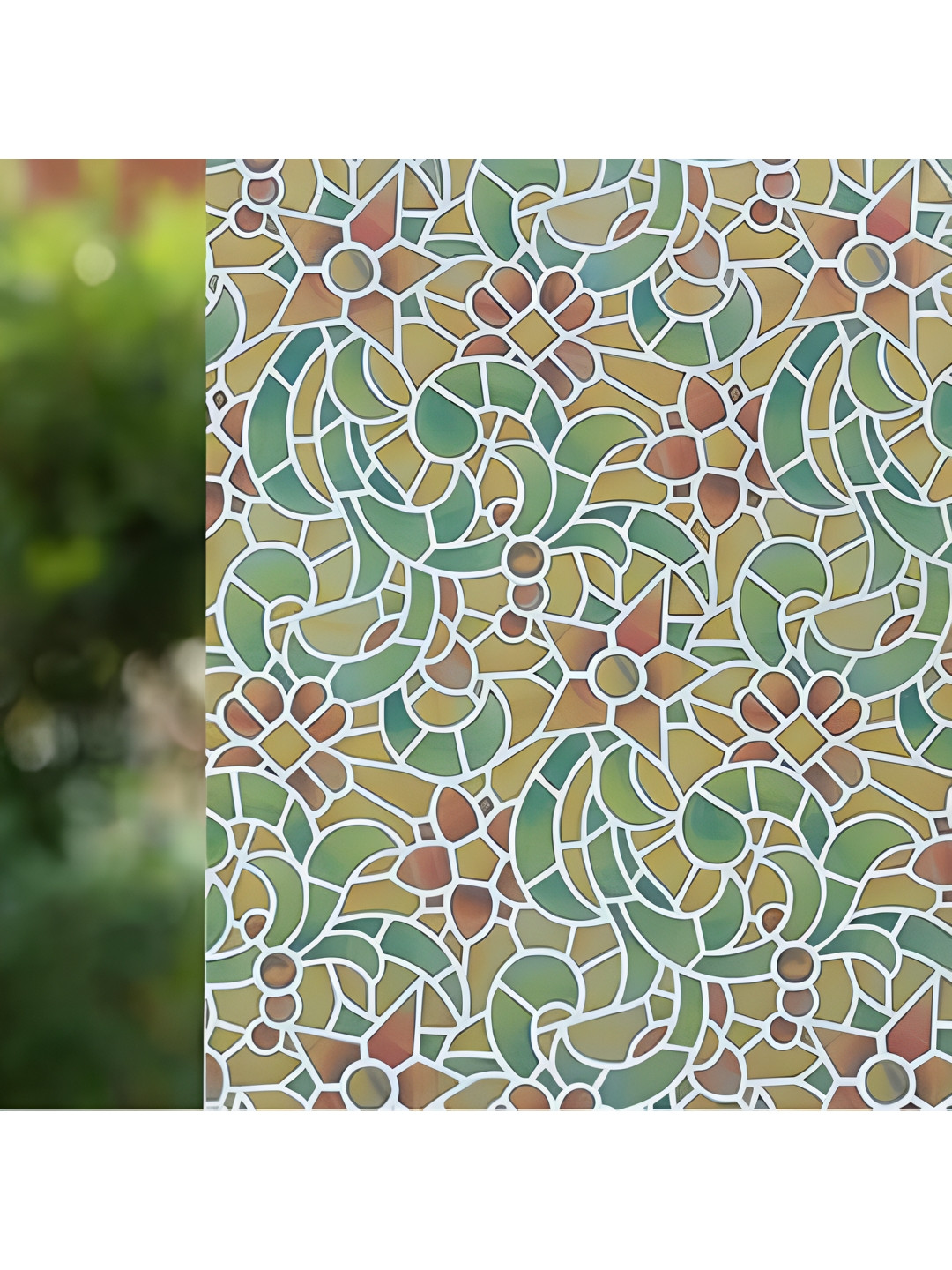 INDIAN ROYALS Blue & Green Fluted Glass Film Self-Adhesive & Durable Wall Sticker