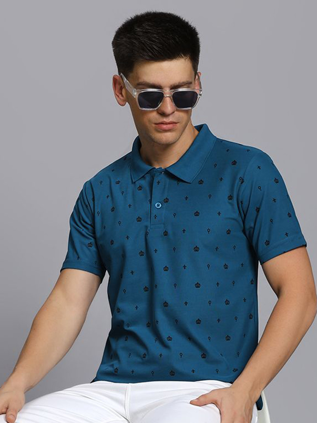 TIMBER HITCH Conversational Printed Polo Collar Cotton Casual T-shirt