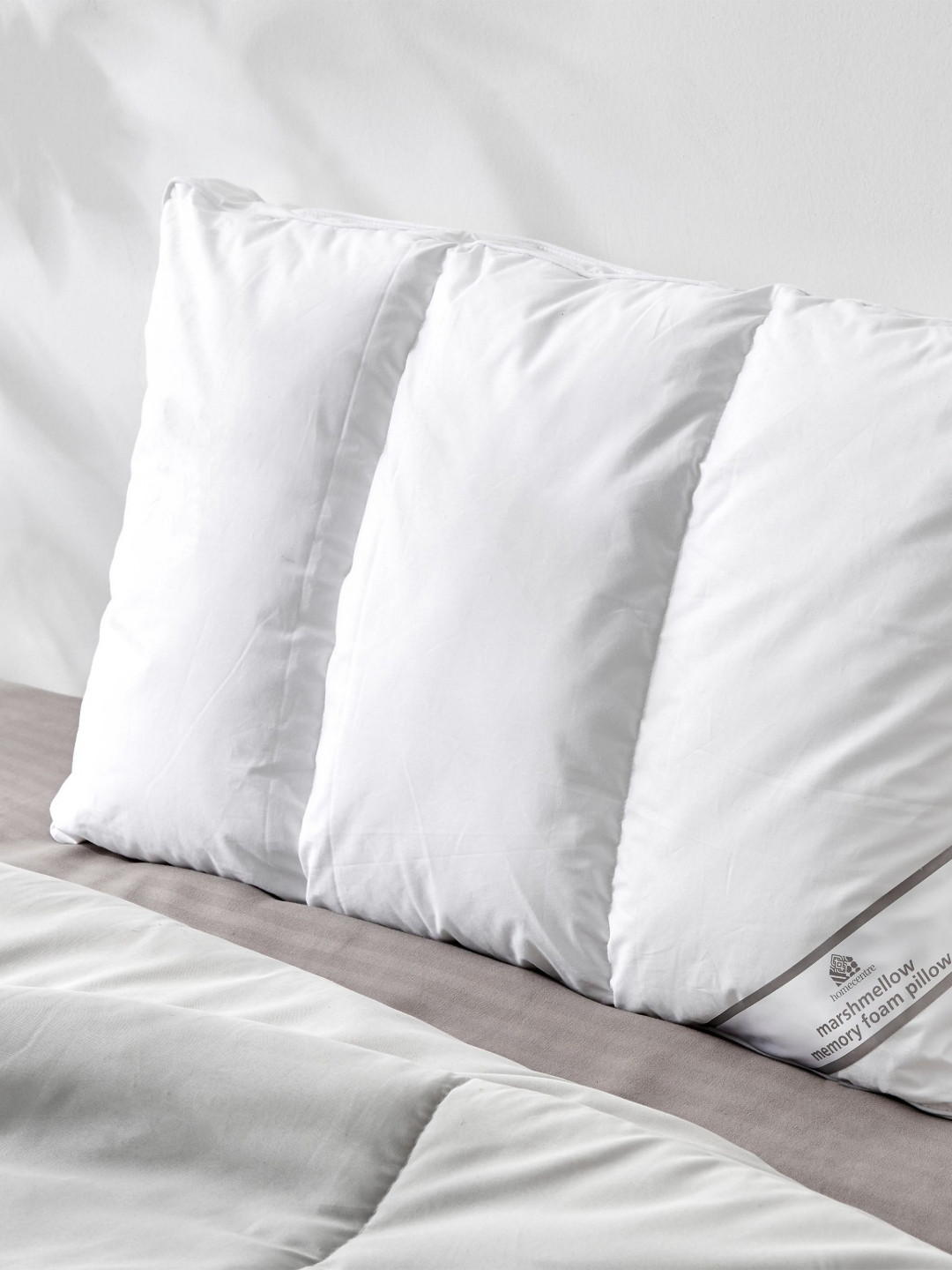 Home Centre White Solid Cotton Adjustable Medium Memory Foam Sleep Pillow-68 x 43 cm