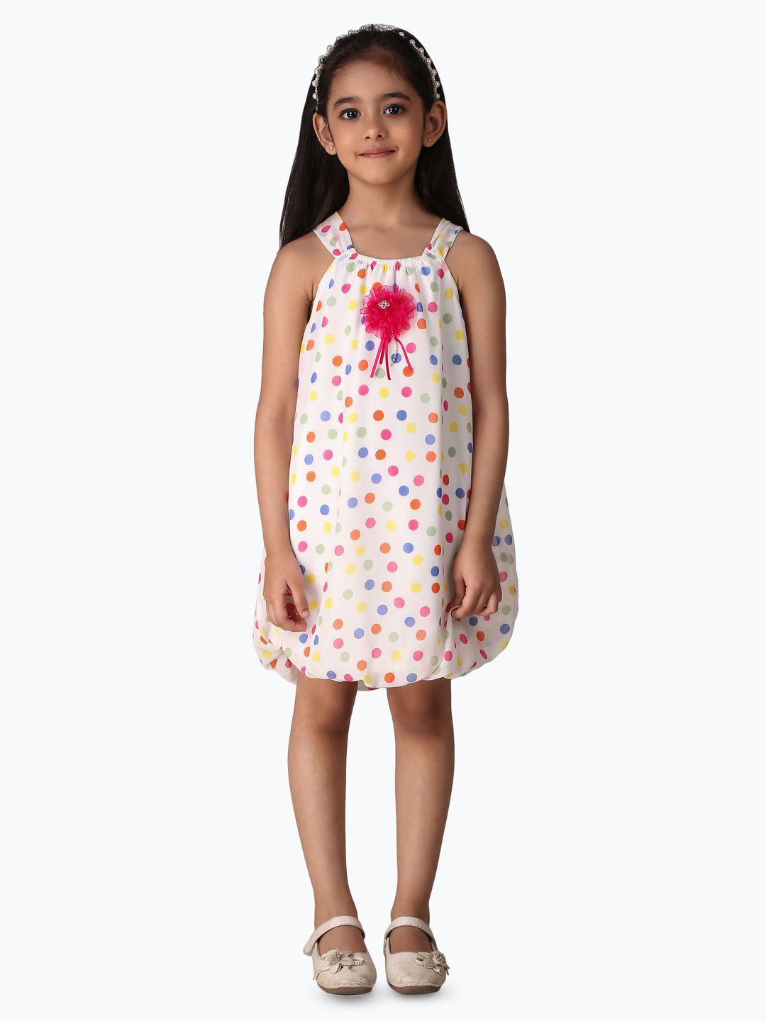 Creative Kids Girls 1 Conversational Print Balloon  Knee Length Dress
