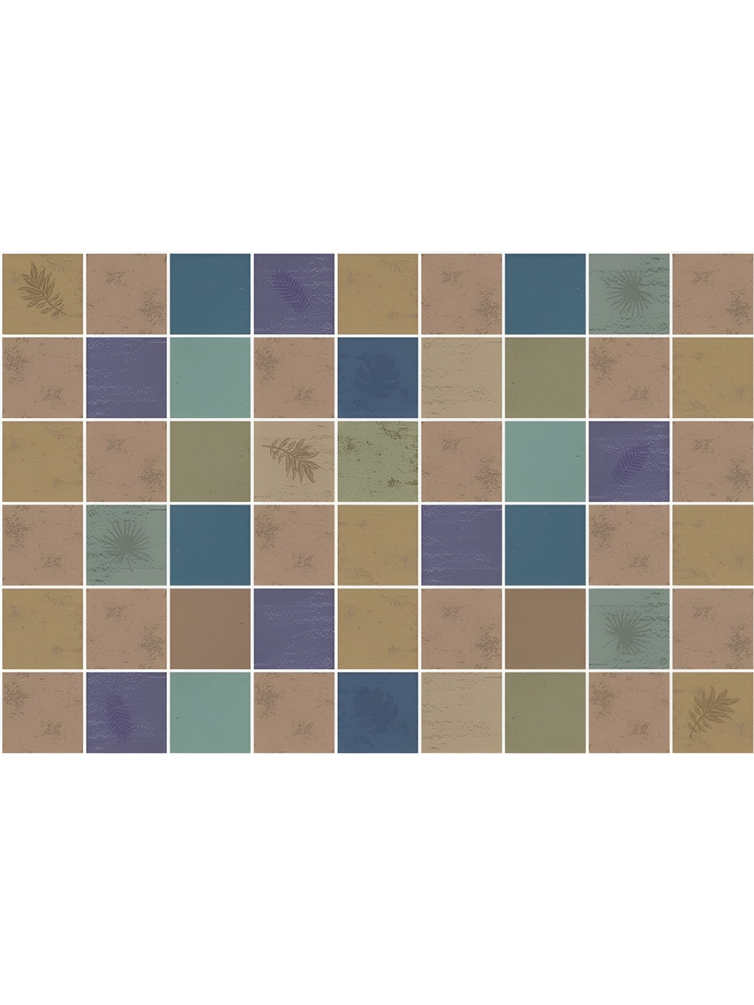 INDIAN ROYALS Blue & Brown Small Square Tile Printed Self-Adhesive & Durable Wall Sticker