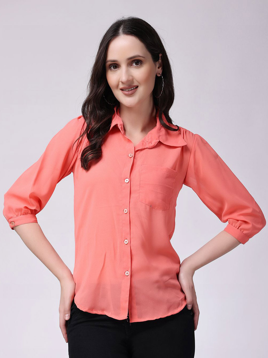 SCORPIUS Classic Semi Sheer Casual Shirt