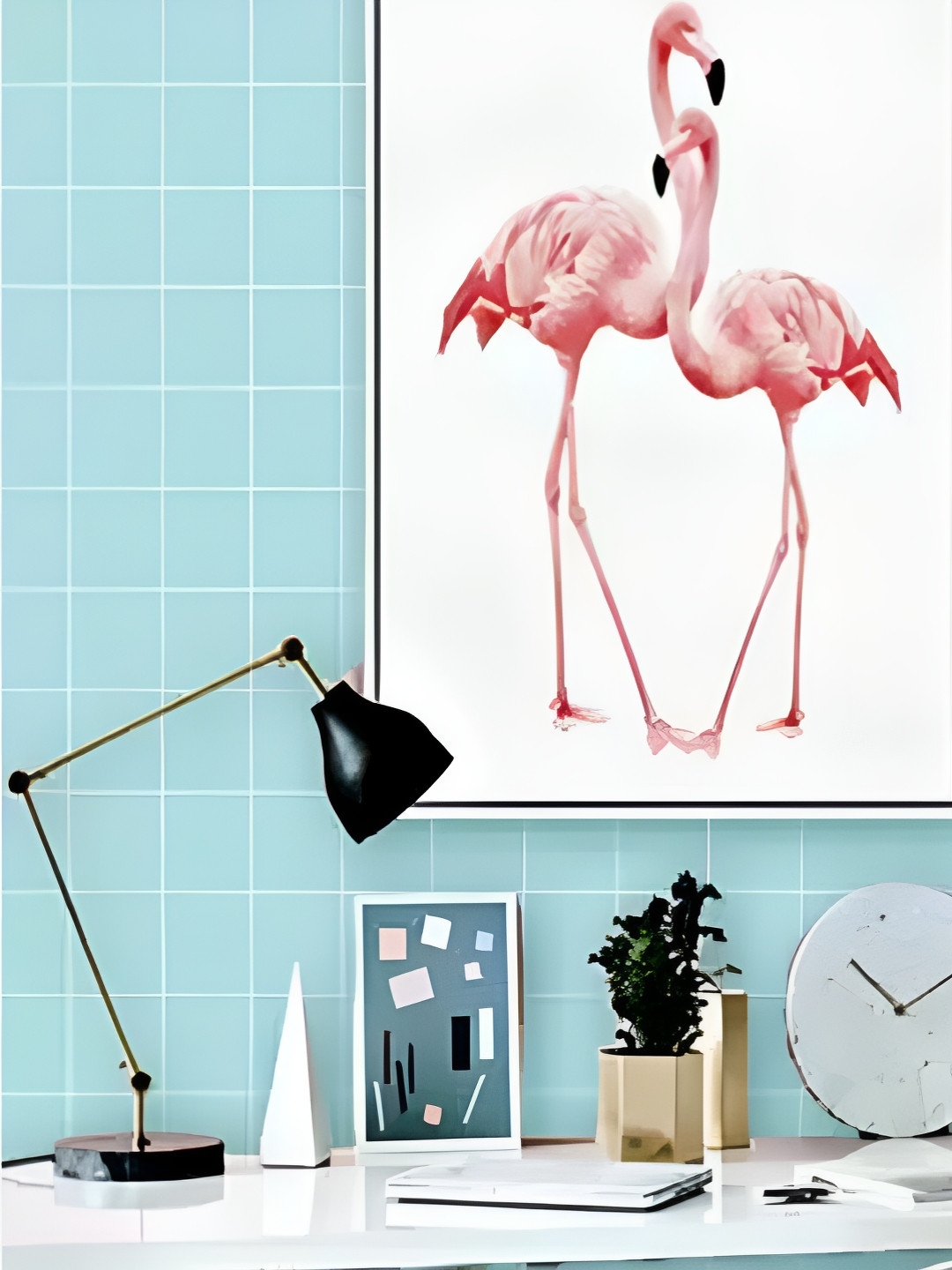 INDIAN ROYALS Aqua Grid Design Printed Self-Adhesive & Durable Wall Sticker