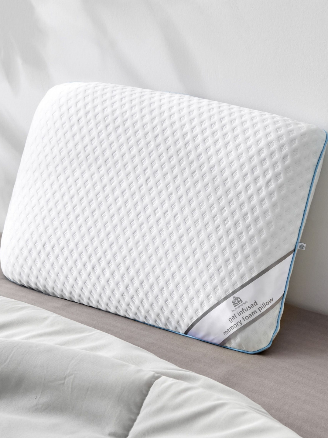 Home Centre Slumber White Solid Polyester Adjustable Medium Memory Foam Sleep Pillow-60 x 40 x 12 cm