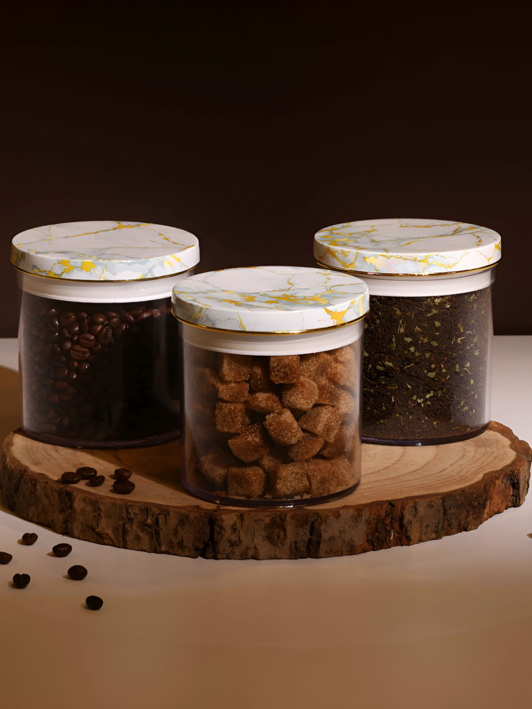 Selvel Italian Transparent Plastic 3 Piece Flip Top Canister-600ml