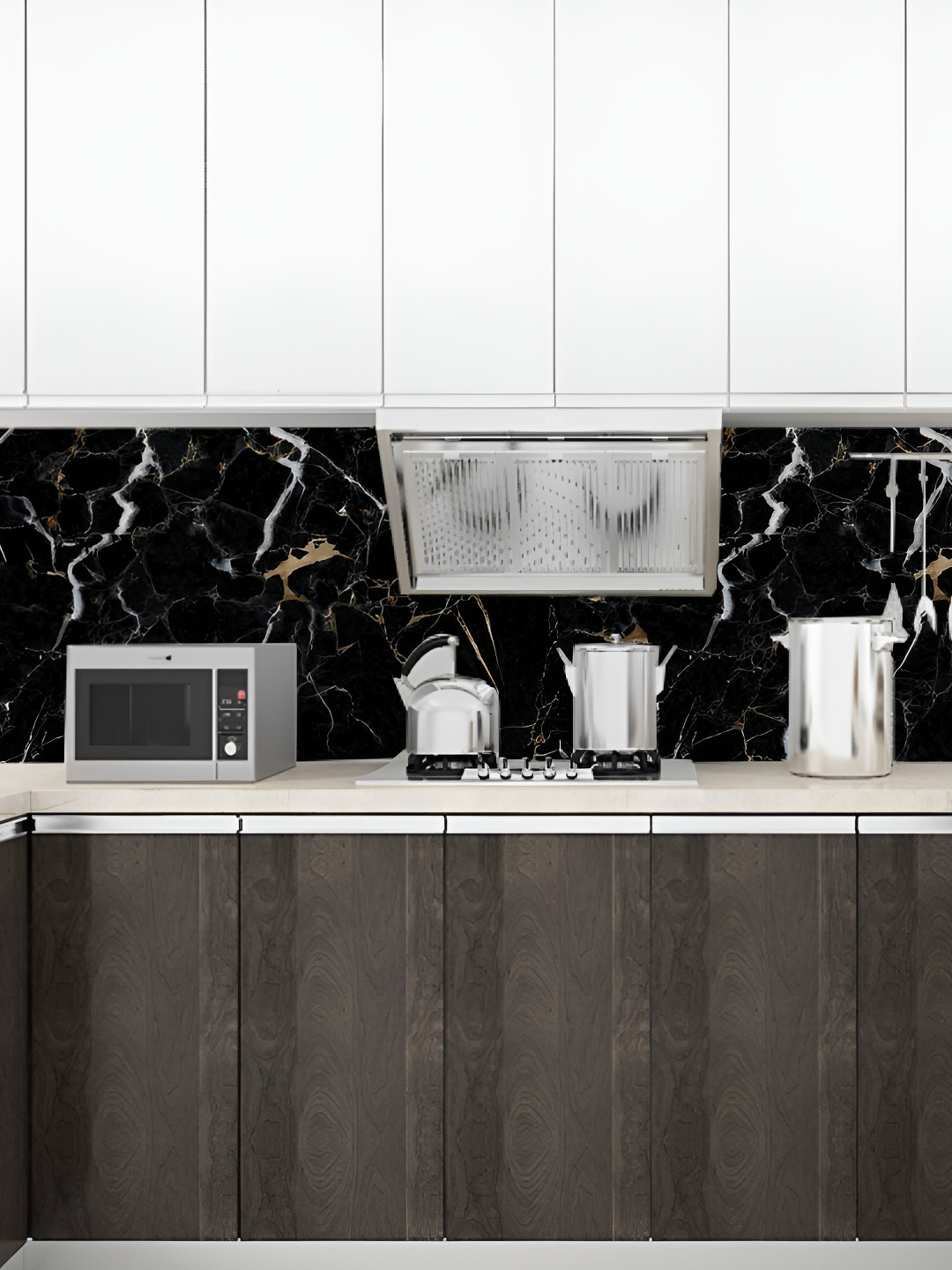 INDIAN ROYALS Black Marble Design Peel & Stick Waterproof Self-Adhesive Wallpaper