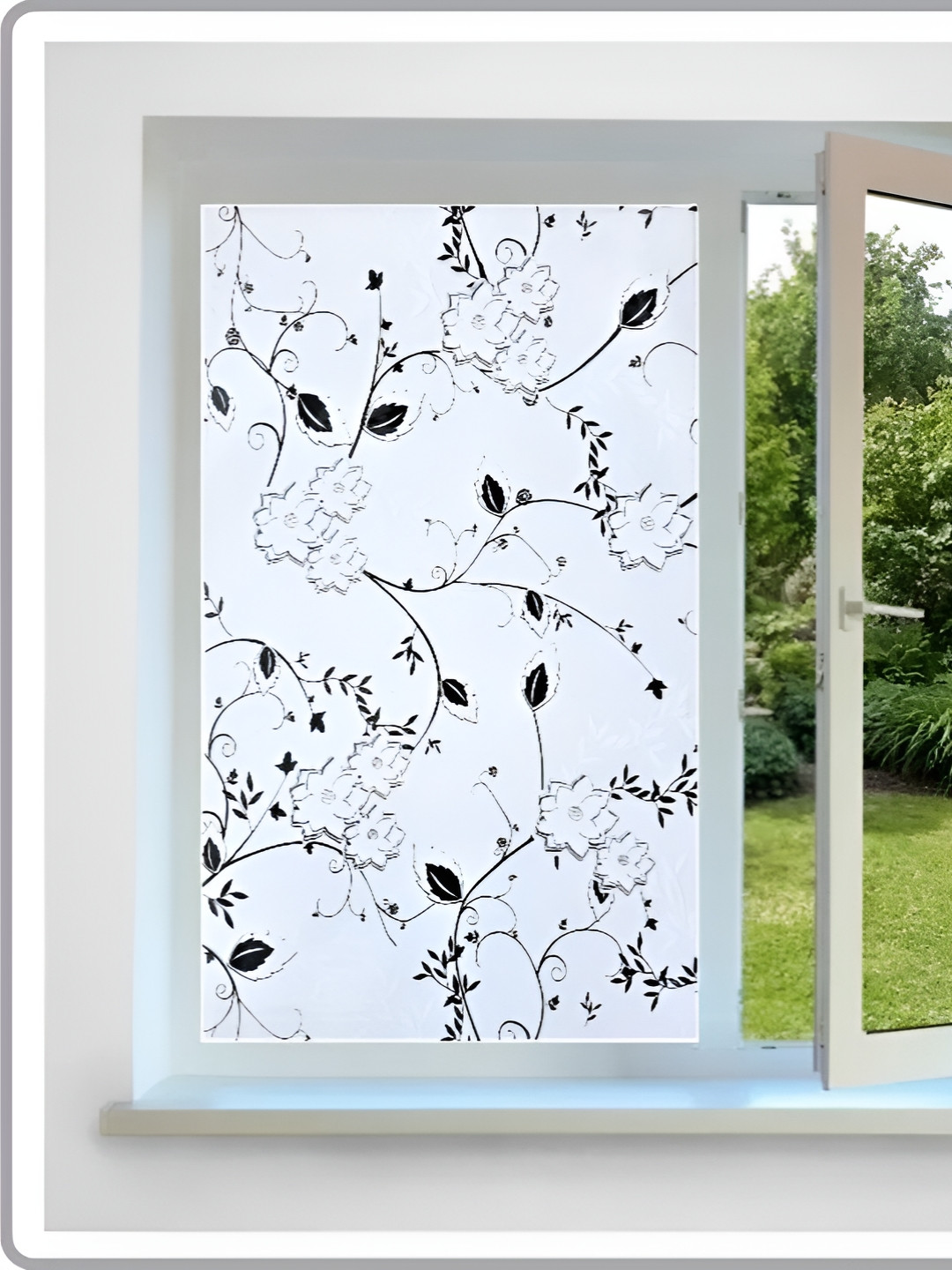 INDIAN ROYALS Black & Blue Flowers Printed Self-Adhesive & Durable Wall Sticker