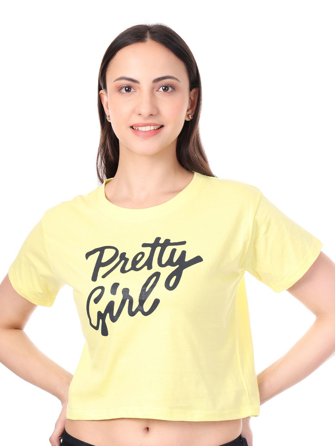LOVO Girls Typography Printed Cotton Crop Top