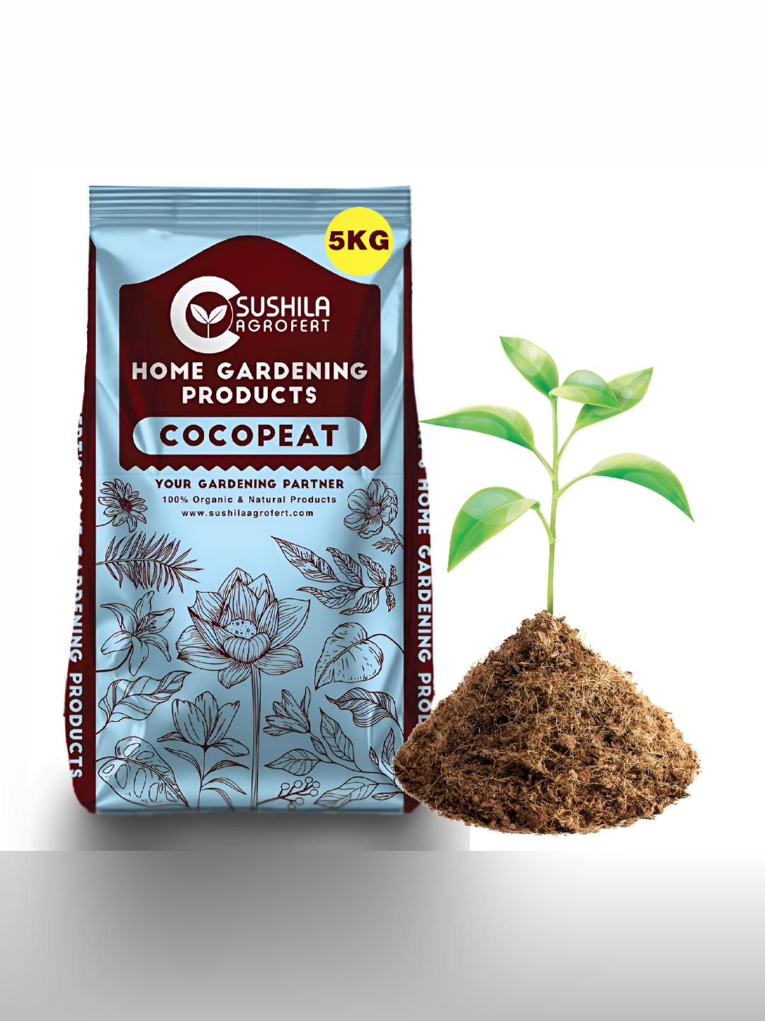 SUSHILA AGROFERT Brown 100% Natural Cocopeat Garden Accessories - 5 Kg