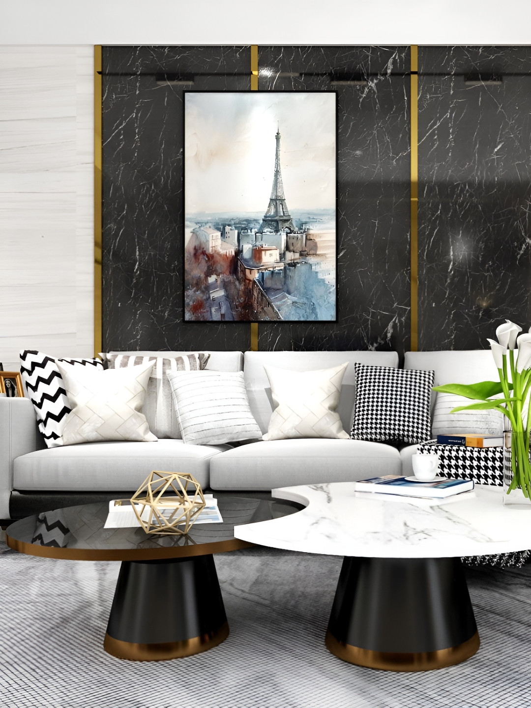 INDIAN ROYALS Black & White Printed Eco-Friendly Waterproof Wallpaper