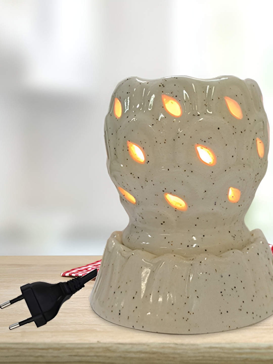 PEEPALCOMM 2Pcs White Electric Leaf Round Diffuser With Mogra Aroma Oil - 10ml