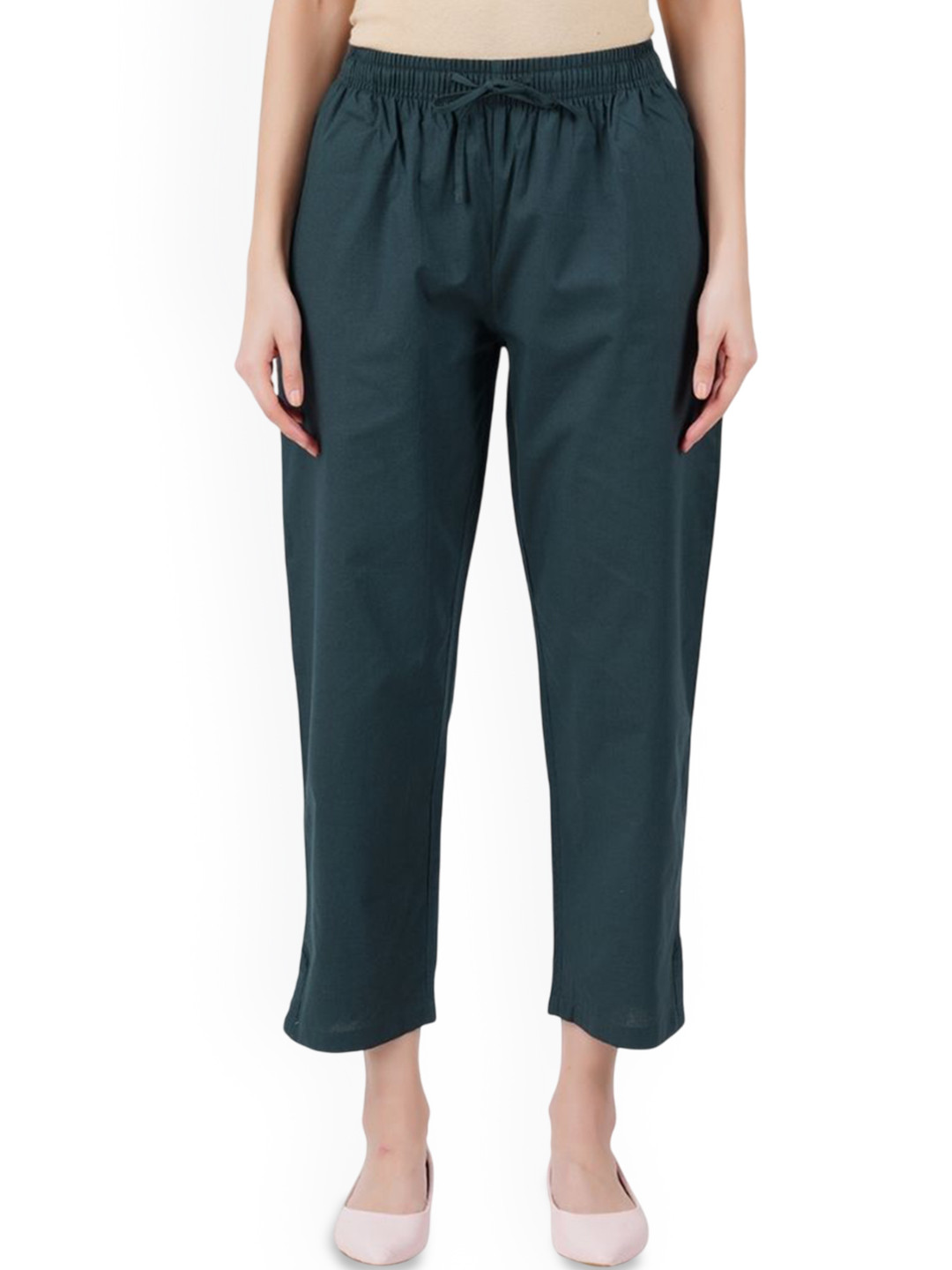 Happy Bunny Women Solid Relaxed Fit Mid-Rise Parallel Trousers