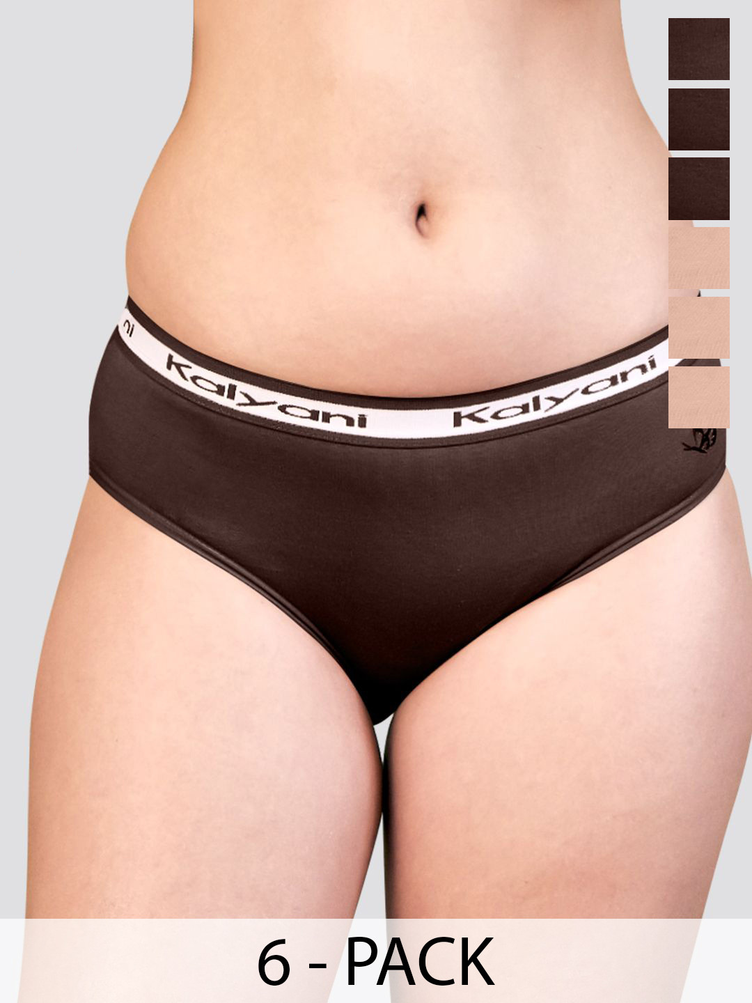 Kalyani Jazzie Pack Of 6 Mid-Rise Pure Cotton Hipster Briefs