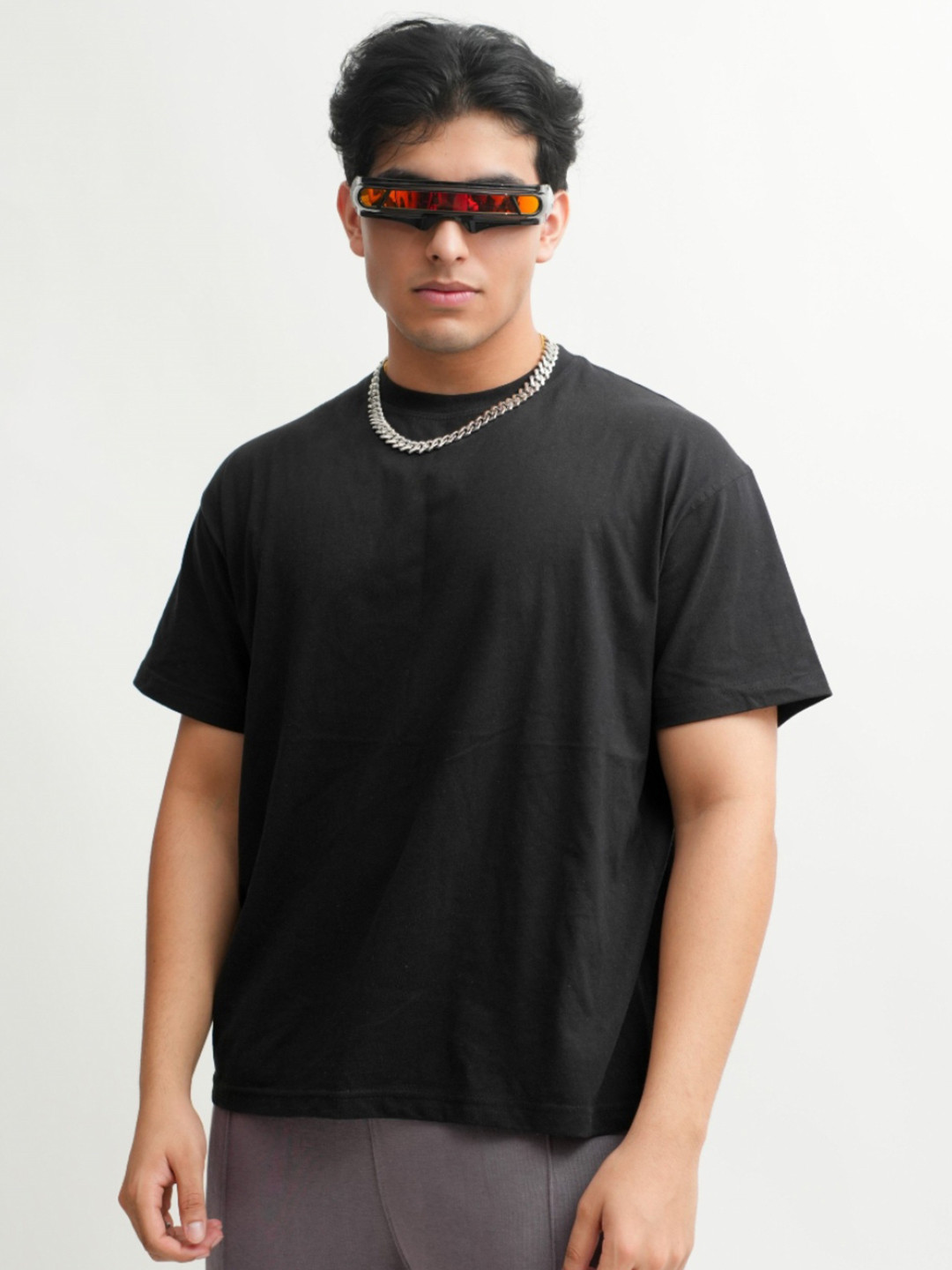 BURGER BAE Drop-Shoulder Sleeves Cotton Oversized T-shirt