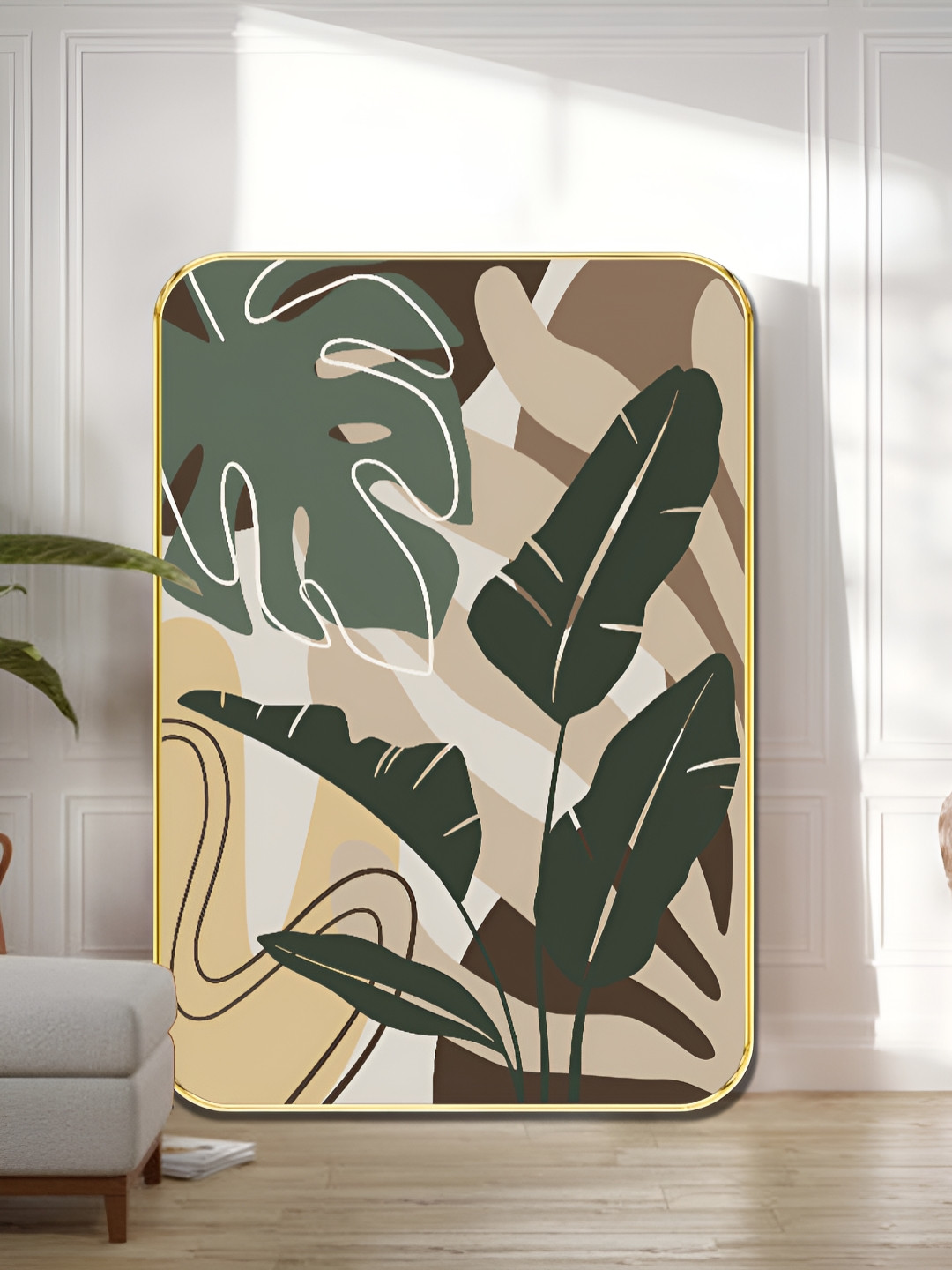 Myntra Elegant Homes Tropical Jungle Leaves Wood Rectangle Paintings Wall Art -24 x 18In