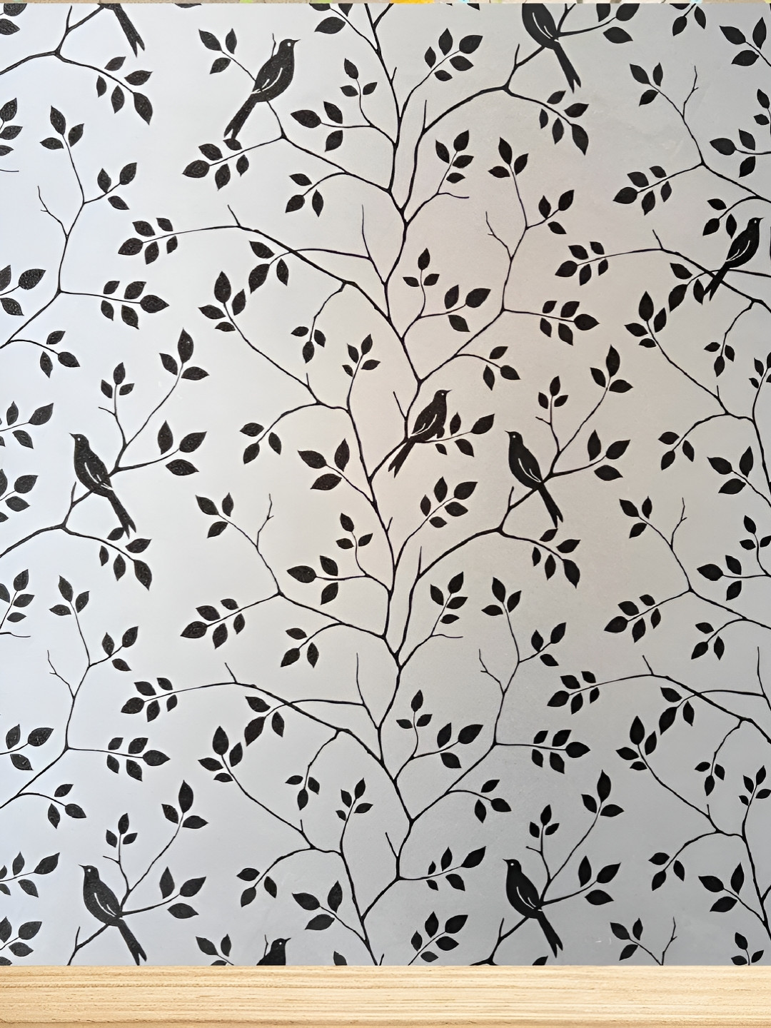 INDIAN ROYALS White & Black Printed Bird & Tulip Flower Peel & Stick Waterproof Wallpaper