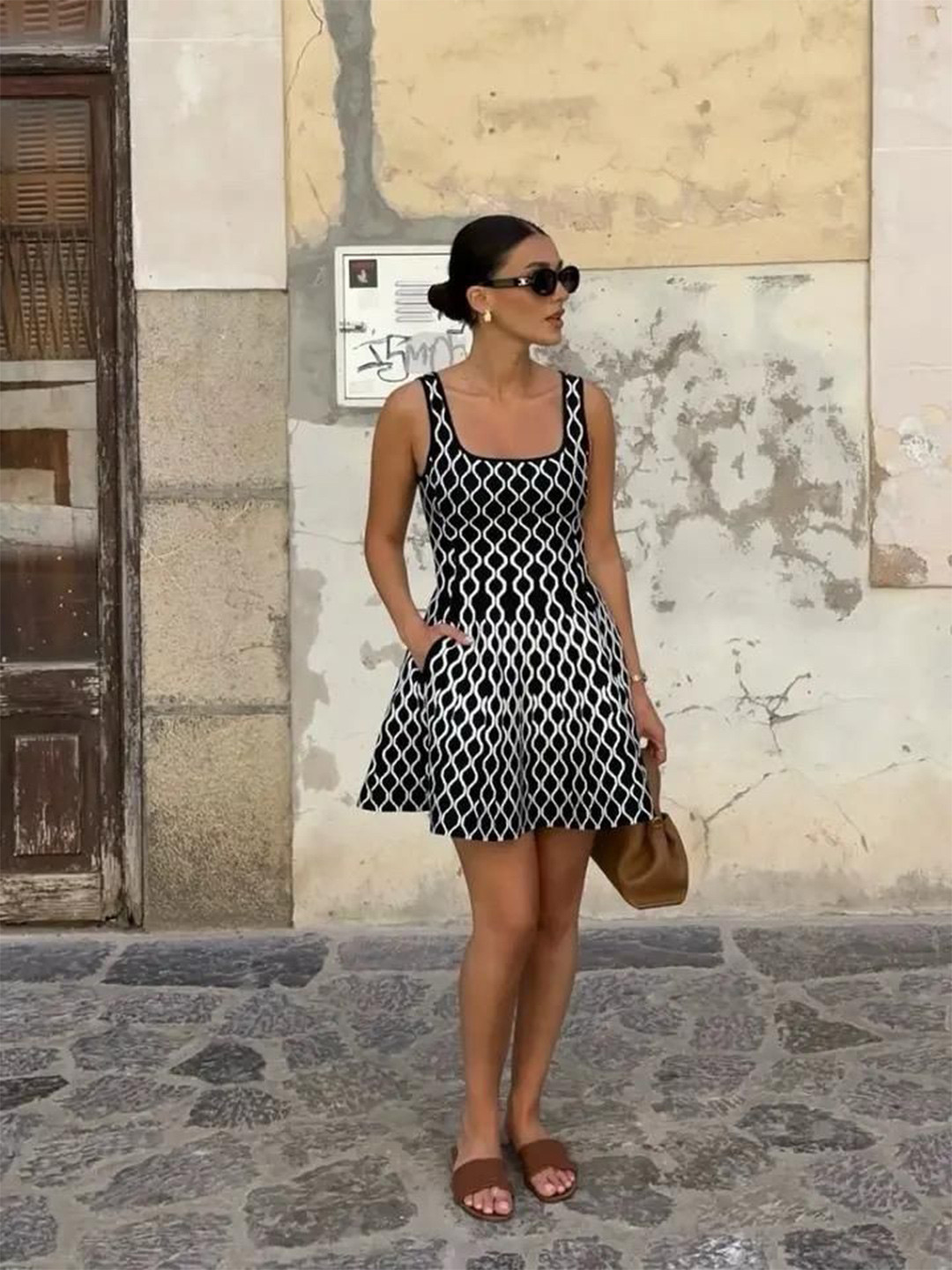 Miss Mosa By Akanksha  Women Black Elegant Luxe Short Knit Dress