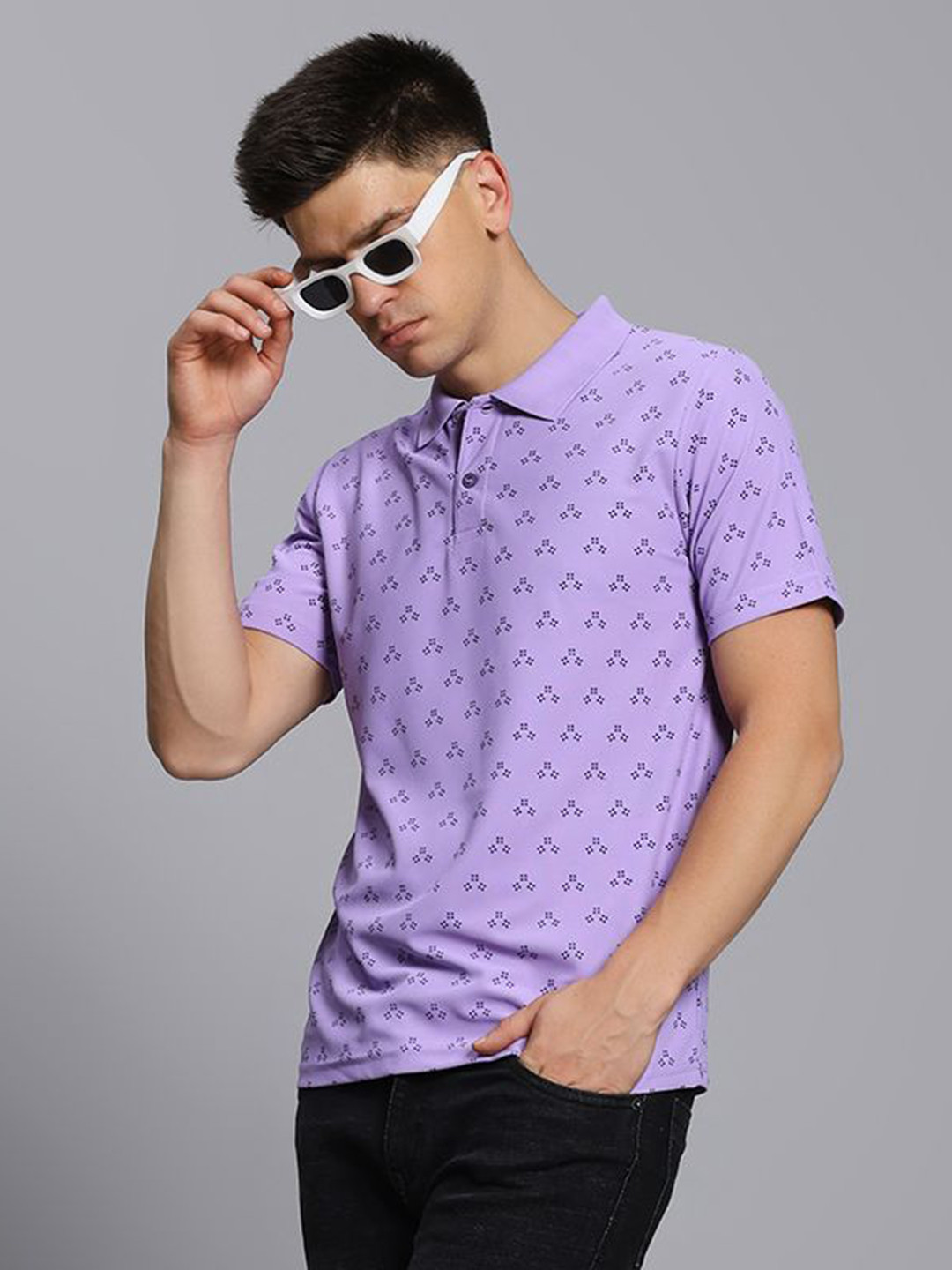 TIMBER HITCH Conversational Printed Polo Collar Cotton Casual T-shirt