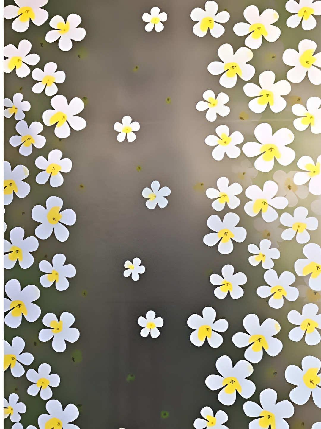 INDIAN ROYALS White & Yellow Flower Printed Self-Adhesive Window Sticker