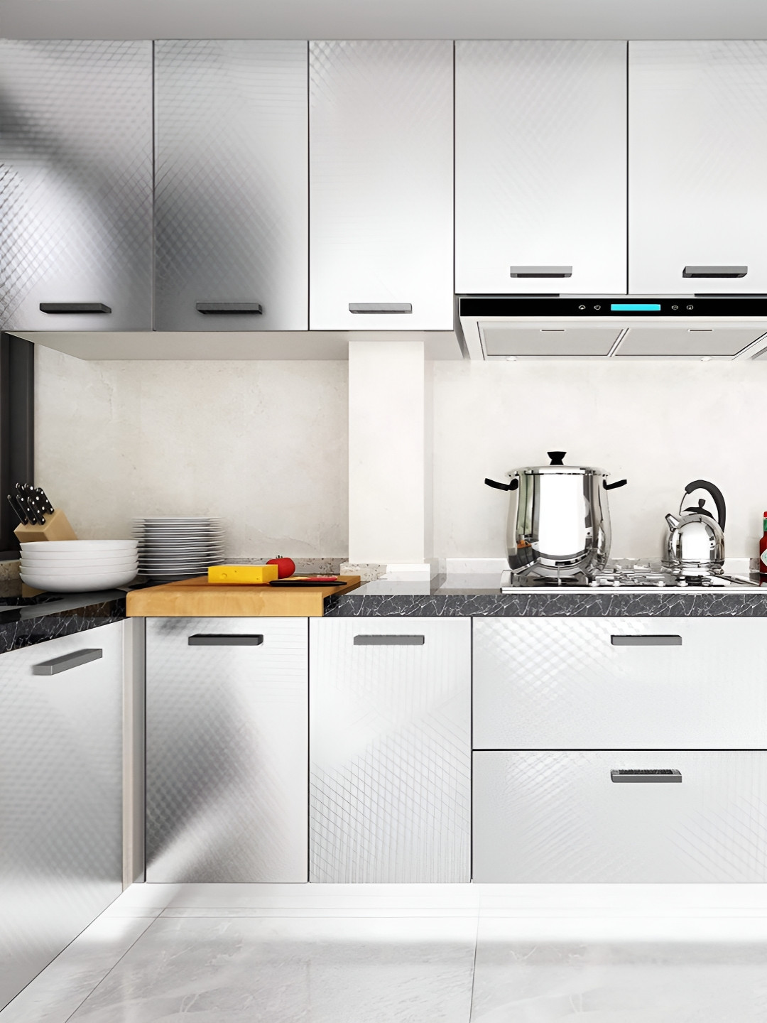 INDIAN ROYALS Silver Self Design Small Wall and Home dcor Waterproof Wallpaper