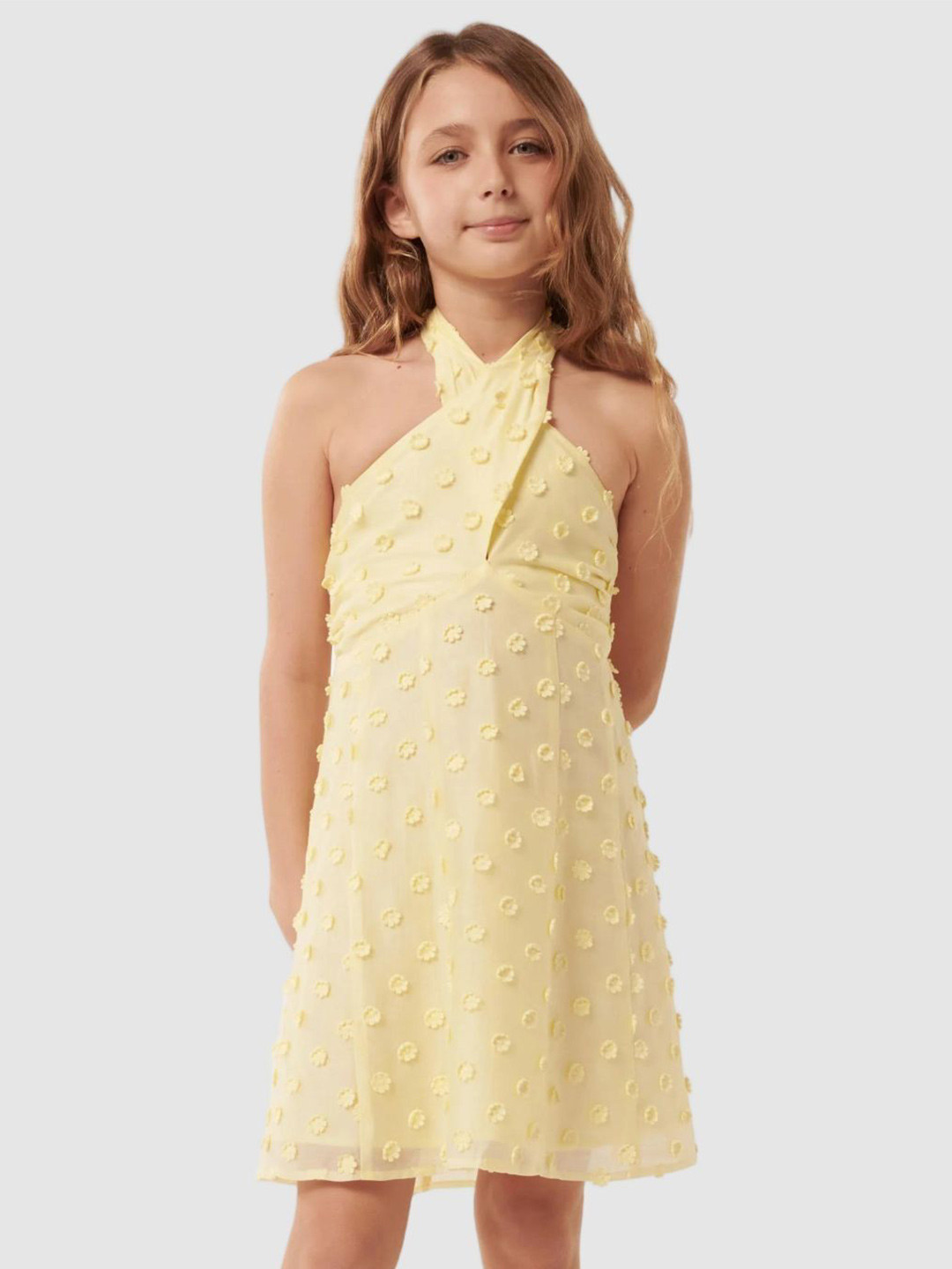 Forever New Girls Halter Neck Chiffon A-Line Dress