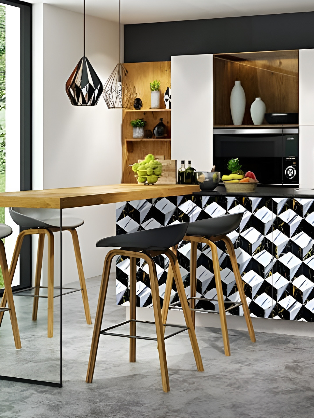 INDIAN ROYALS Black & White Marble Printed Self-Adhesive & Durable Wall Sticker