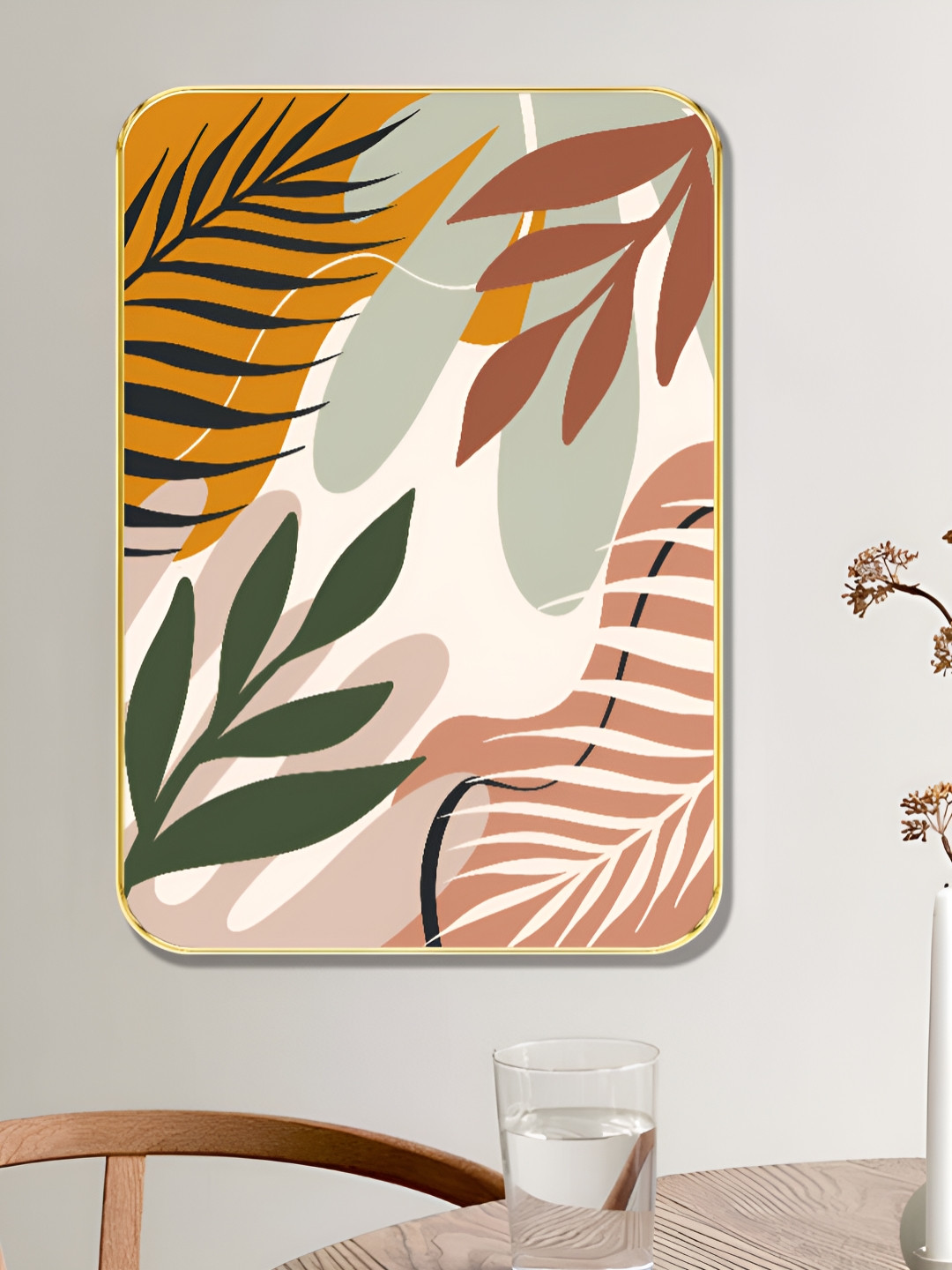 Myntra Elegant Homes Tropical Leaves Wood Rectangle Paintings Wall Art-18 x 24In