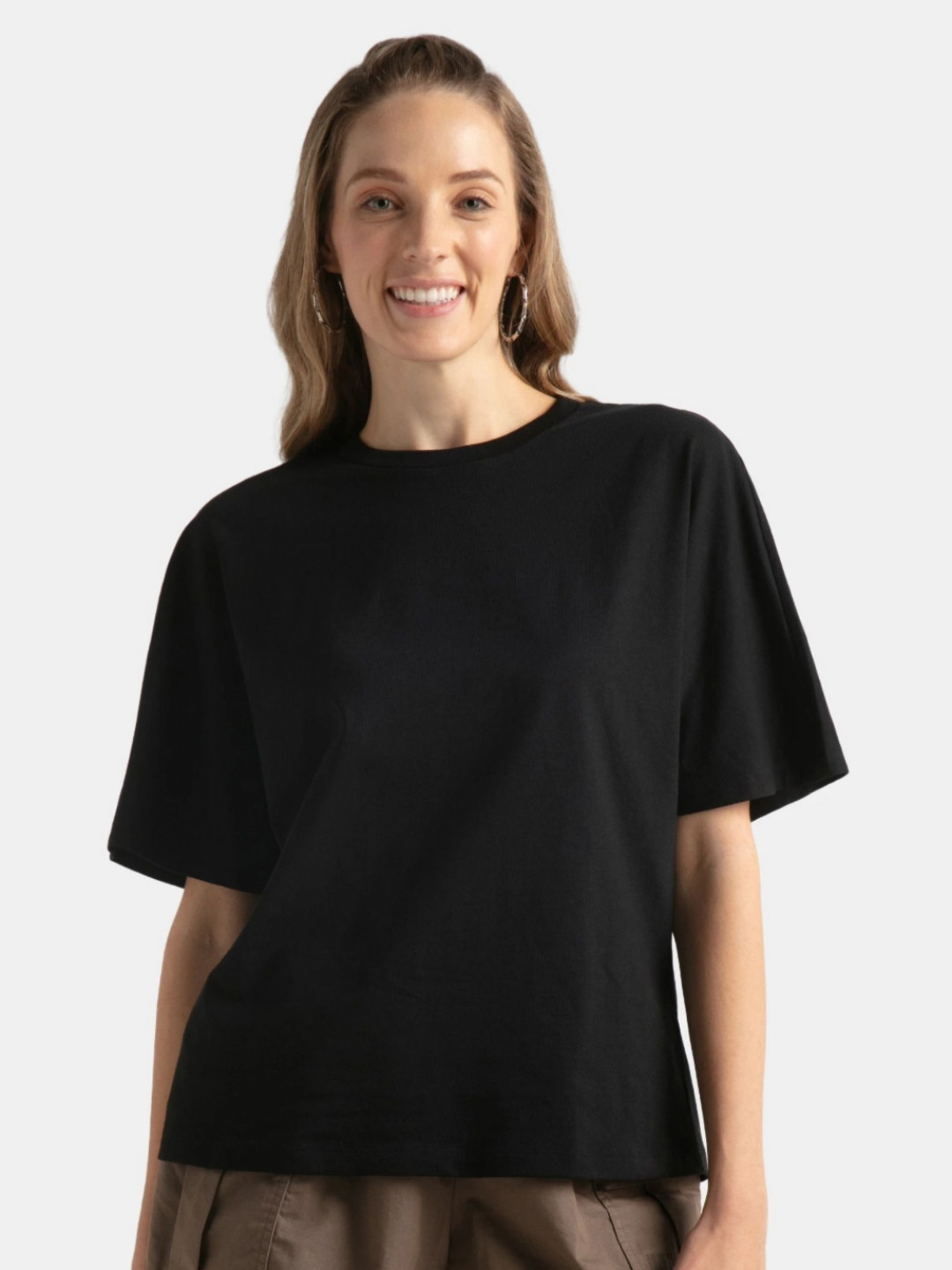 Jockey Groove Women Super Combed Cotton Oversized T-Shirt With Dolman Sleeve Styling-WZ02