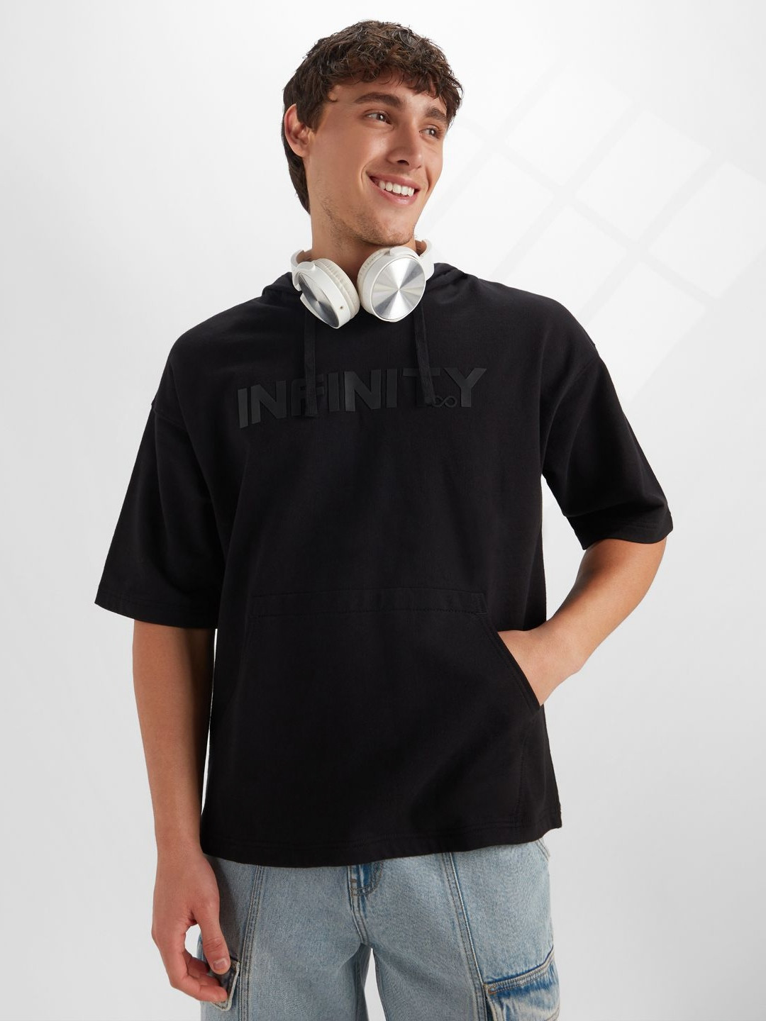 Jockey Groove Men Super Combed Cotton French Terry Oversized Hoodie T-Shirt - MZ06