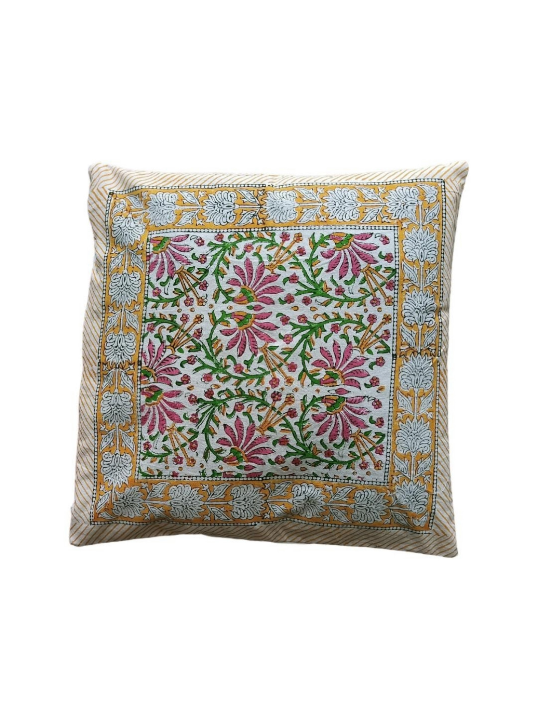Fabric Venue White & Green Ethnic Motifs Square Cushion Covers