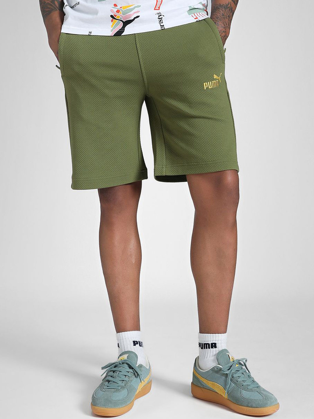 Puma Men's Premium Ess Elevated Mid-Rise Cotton Shorts