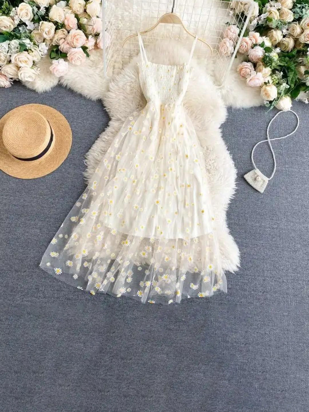 Miss Mosa By Akanksha  Women Beige Rabia Printed Summer Midi Dress