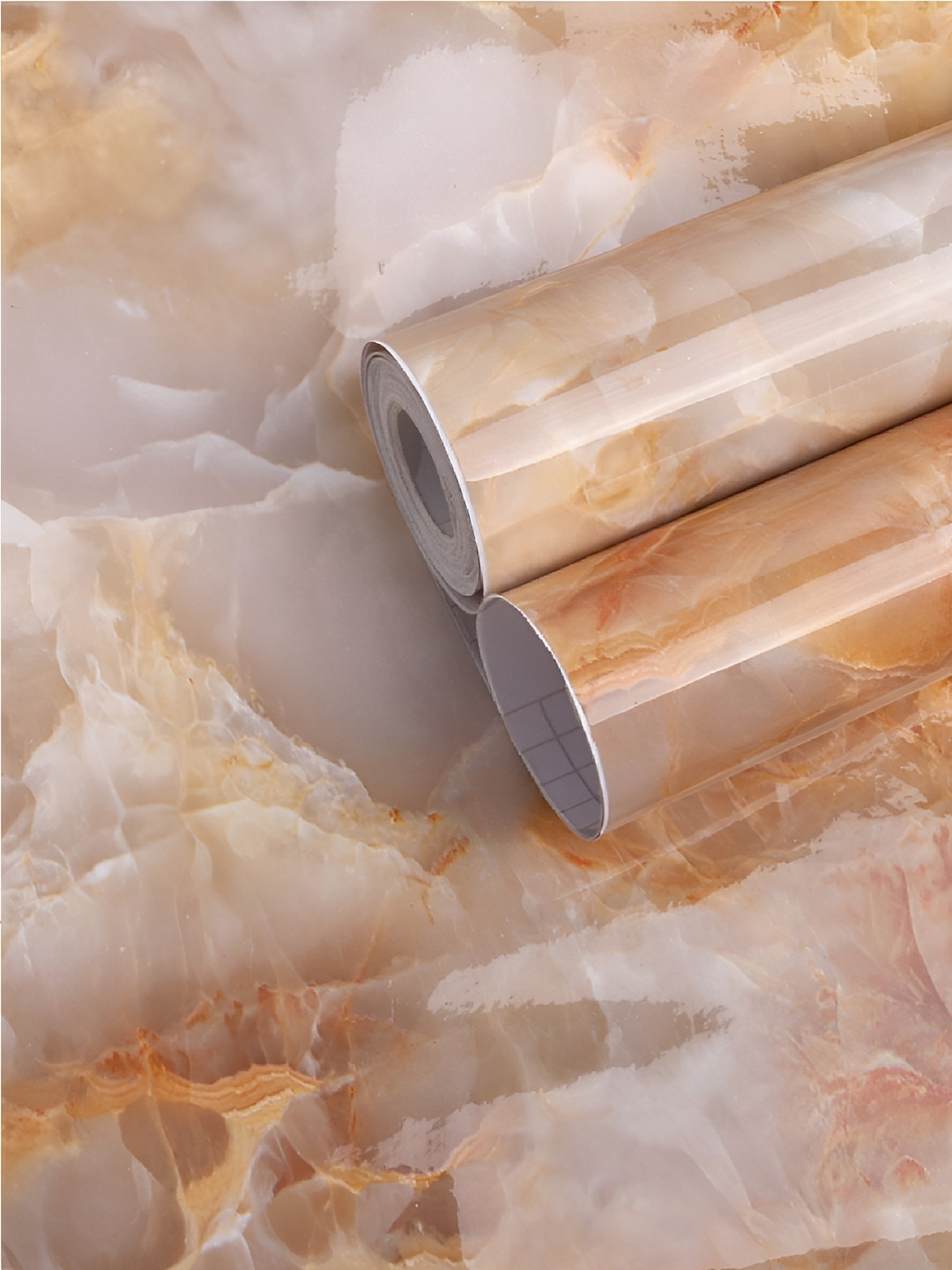 INDIAN ROYALS Off White & Peach Granite Peel & Stick Printed Self-Adhesive & Durable Wall