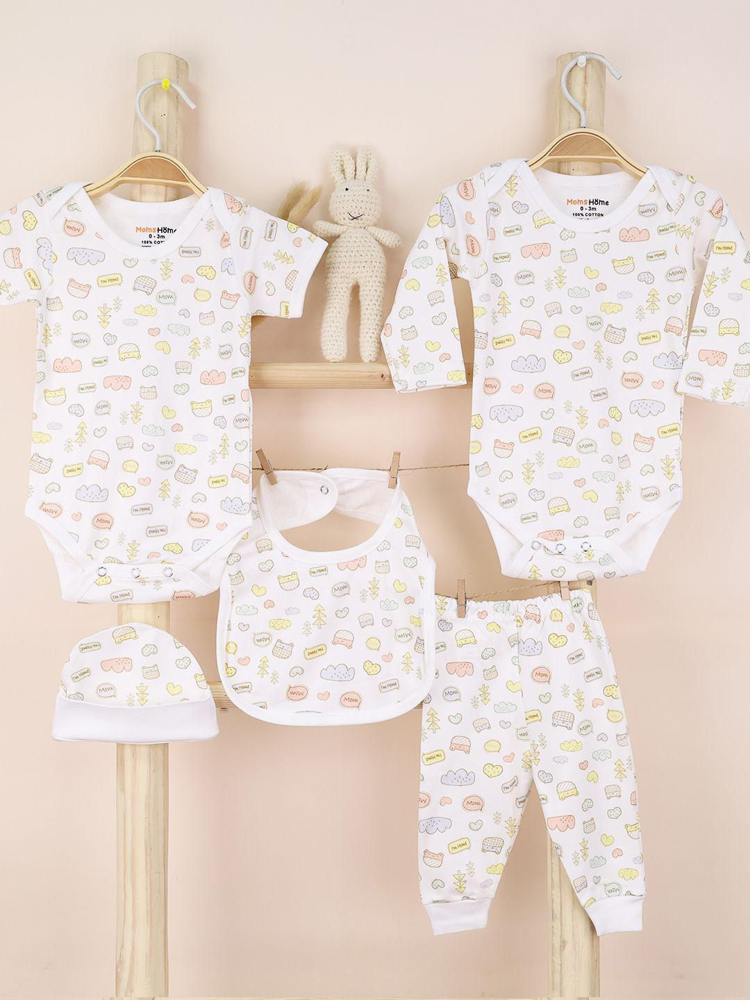 Moms Home Infants Pack Of Joy World Organic Cotton Baby Essentials Gift Hamper