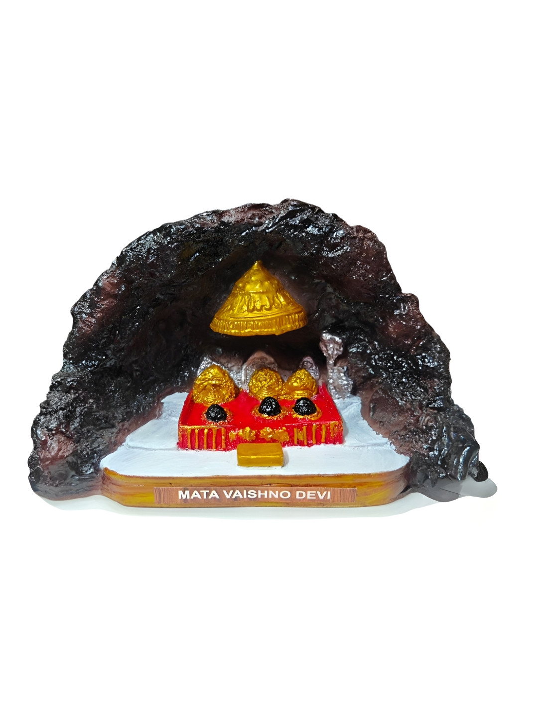 Adhvik Mata Vaishno Devi Pindi Darbar Black Brass Metallic Prayer Room Small Showpiece -