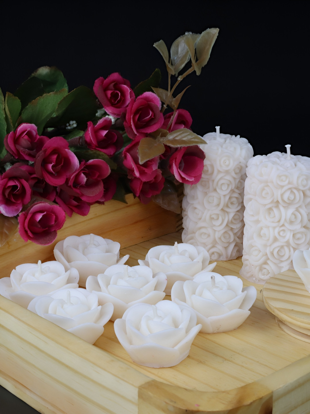 Shraddha Creation Floating Home Decor 10Pcs Coconut Vanilla Solid Pillar Candles