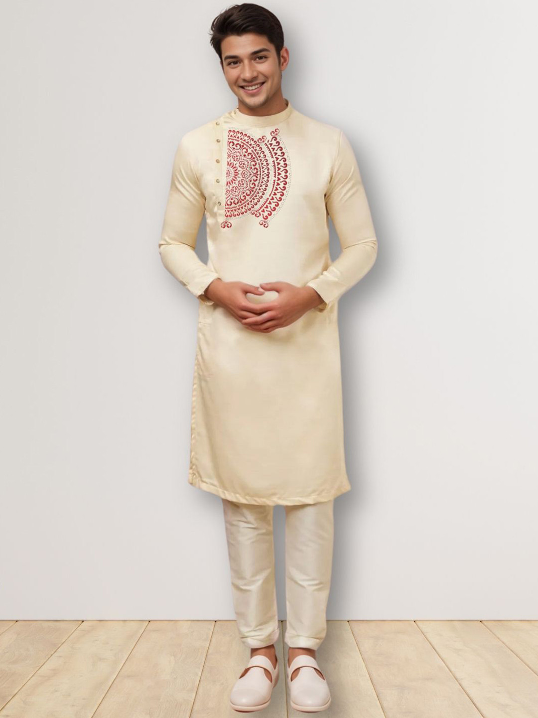 PulseIQ Men Ethnic Motifs Printed Kurta with Pyjama