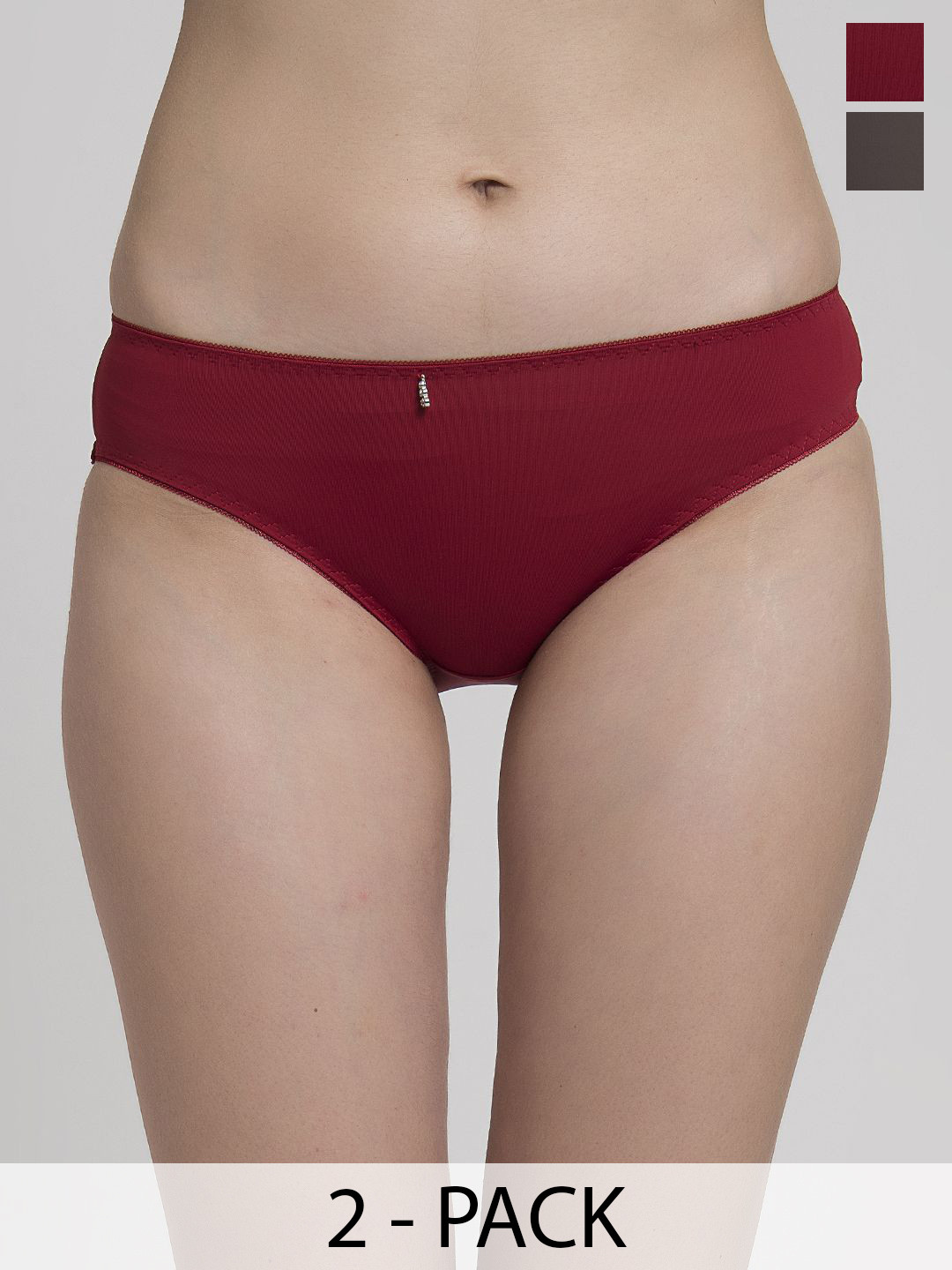 MAKCLAN Pack Of 2 Low-Rise Stretchable Hipster Briefs C27017PRGM