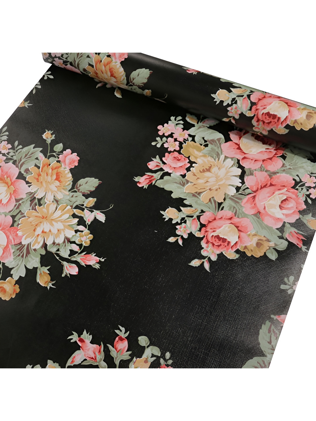 INDIAN ROYALS Black & Pink Flower Home Dcor Printed Self-Adhesive & Durable Wall Sticker