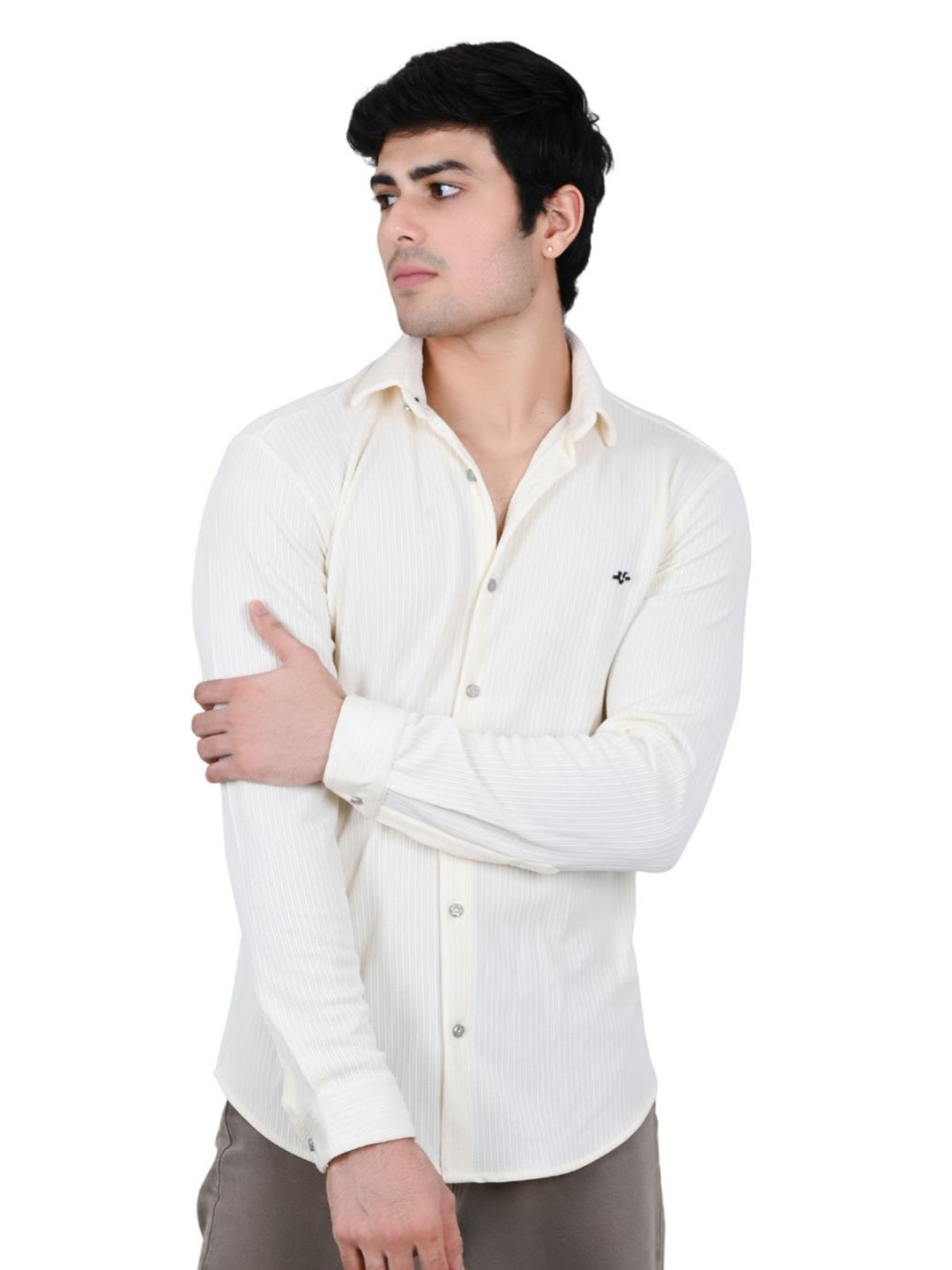 Suture Craft Standard Cutaway Collar Slim Fit Casual Elastane Shirt