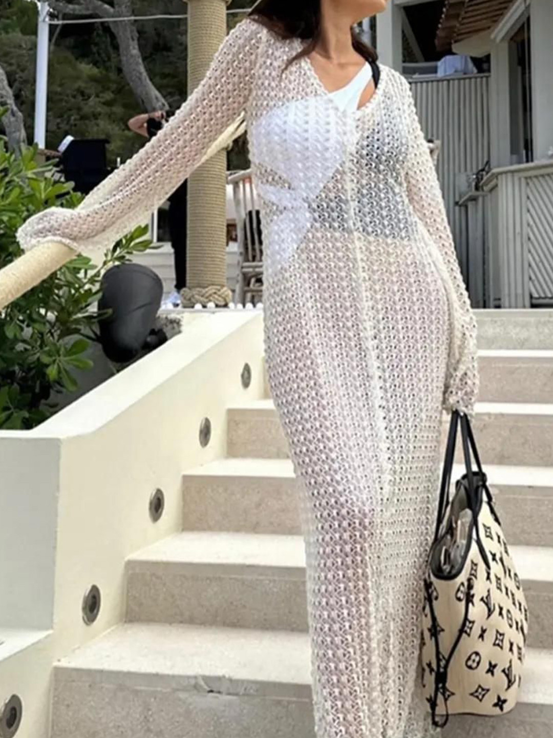 Miss Mosa By Akanksha  Women White Hanaya Statement Crochet Dress-Resortwear