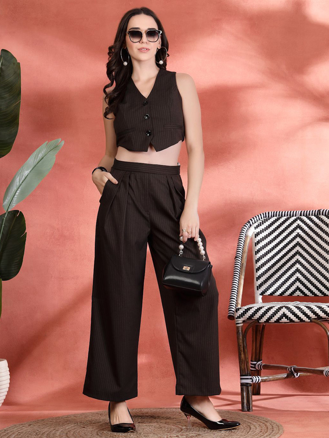 Indibelle Striped Linen Waistcoat With Trousers Co-Ords