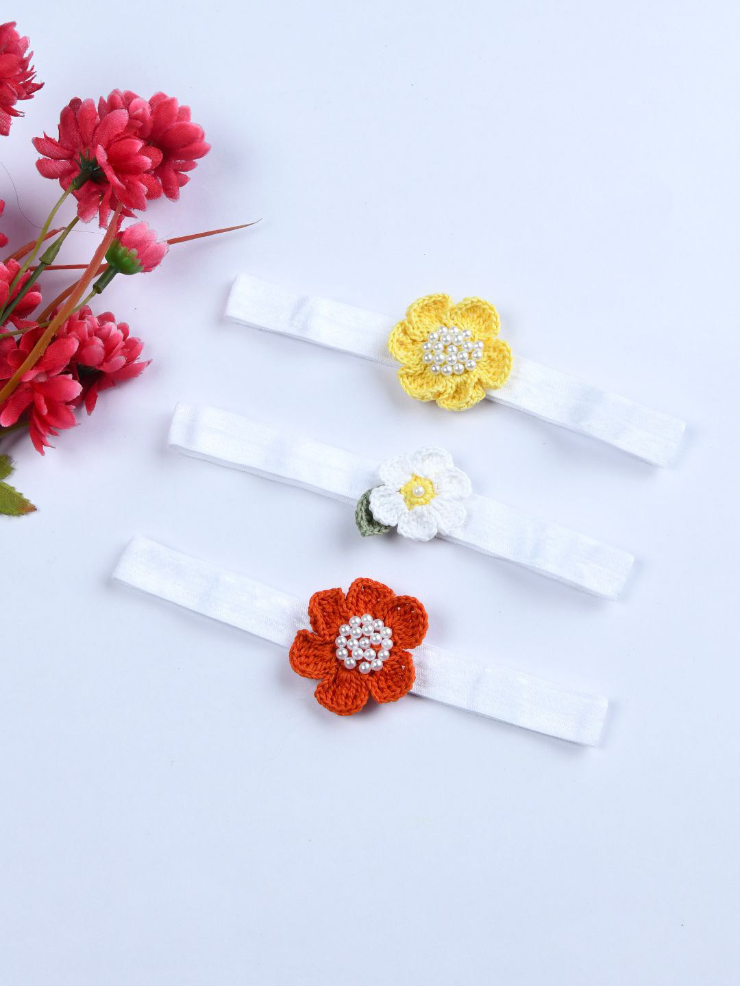 FUNKRAFTS Pack Of 3 Girls Floral Headbands