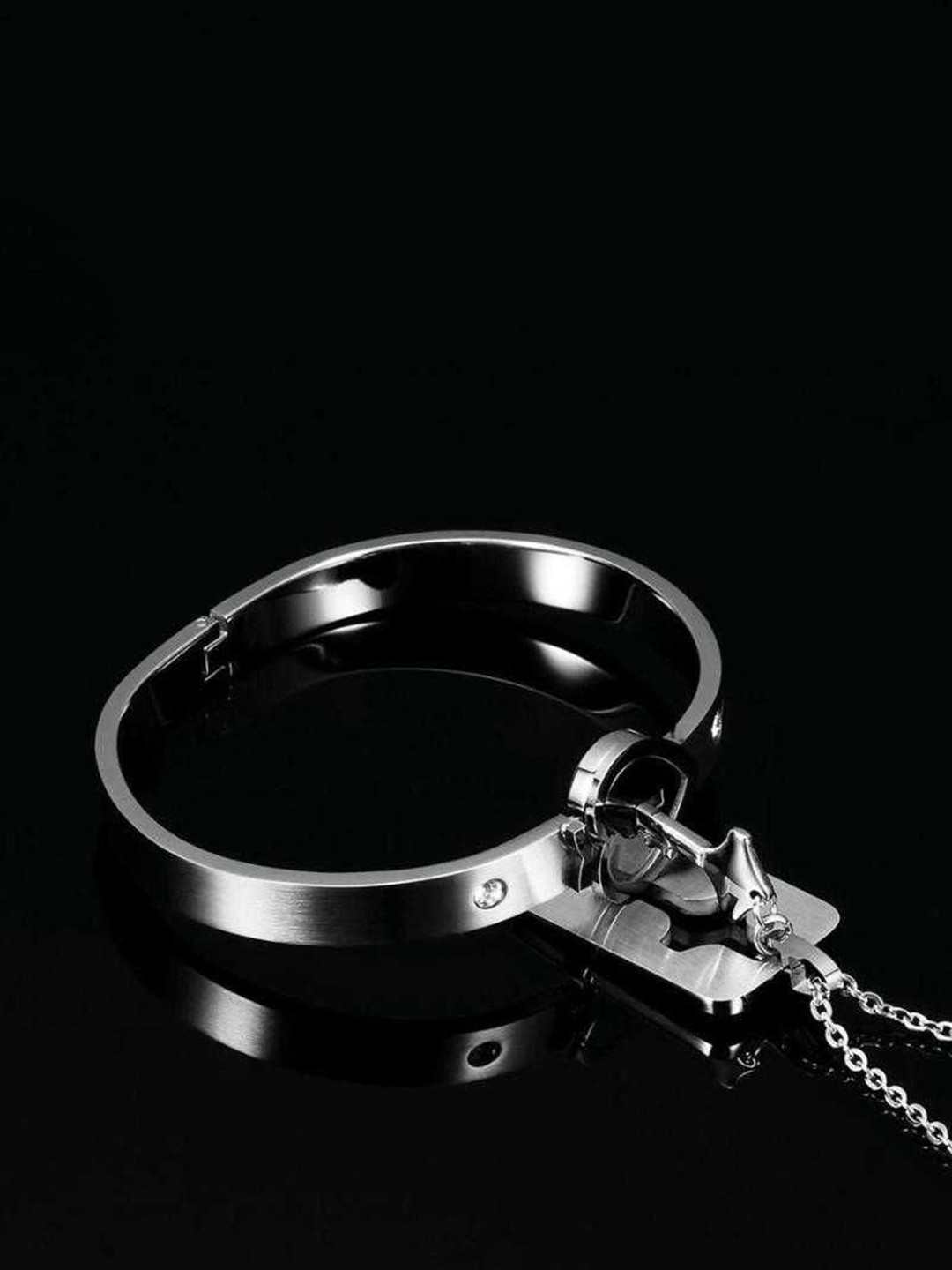 Bling Queen Cubic Zirconia Studded Couple Heart Lock Bracelet & Key Pendant Jewellery Set