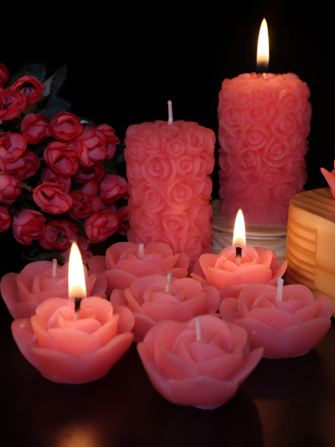 Shraddha Creation Floating Home Decor 10Pcs Coconut Vanilla Solid Pillar Candles