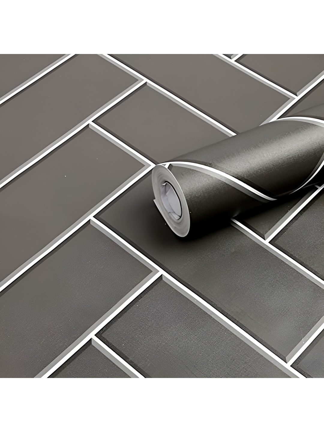 INDIAN ROYALS Black & White Geometric Printed Brick Design Waterproof Wall Sticker