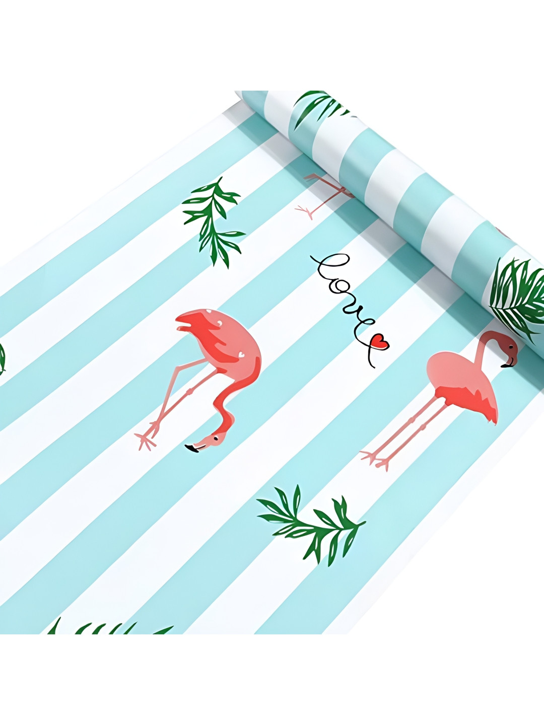 INDIAN ROYALS Blue & White Printed Flamingo With Leaves Design Waterproof Wall Sticker