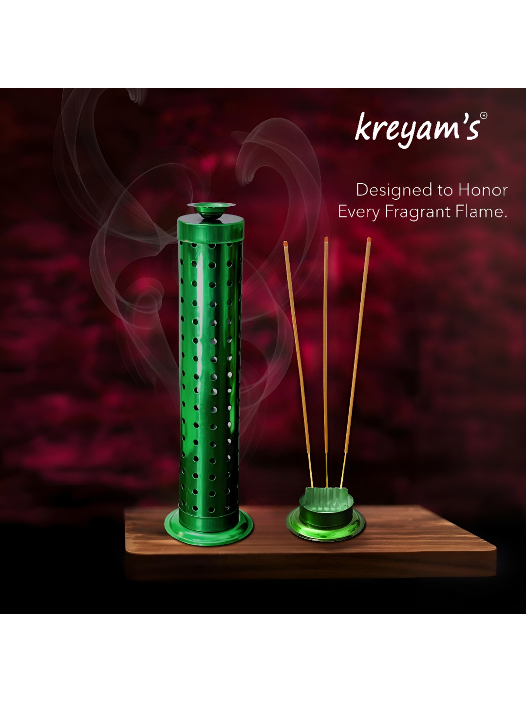 kreyam's Green Textured Incense Stick Holder