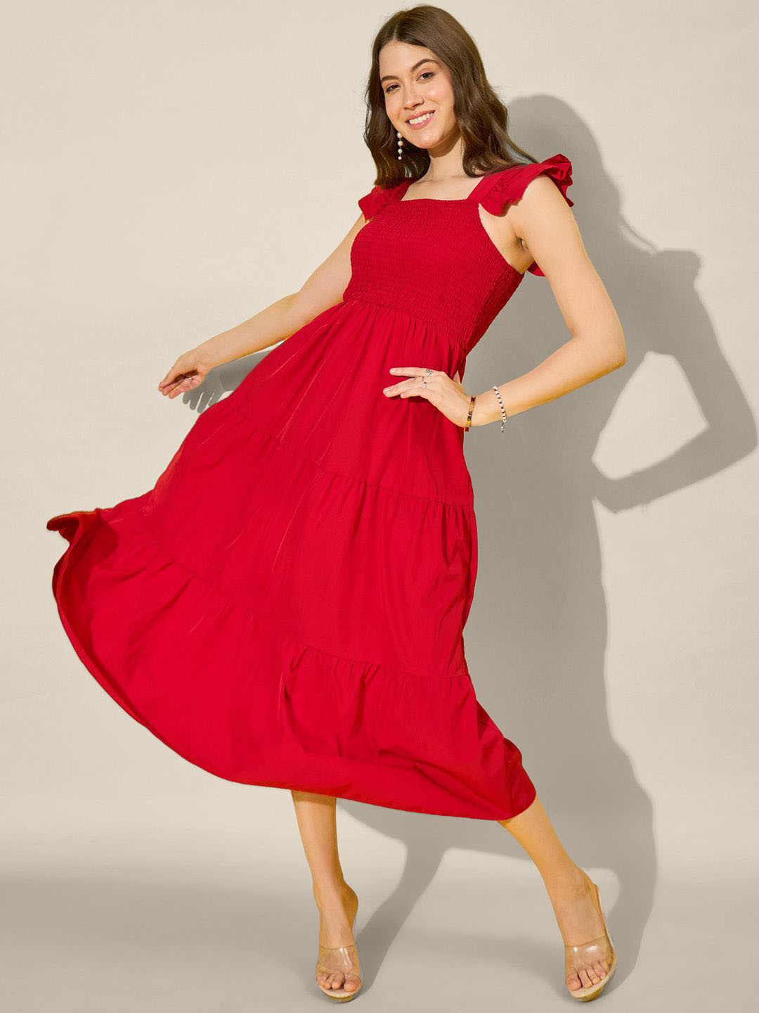 QIOA Women Solid A-Line Maxi Dress